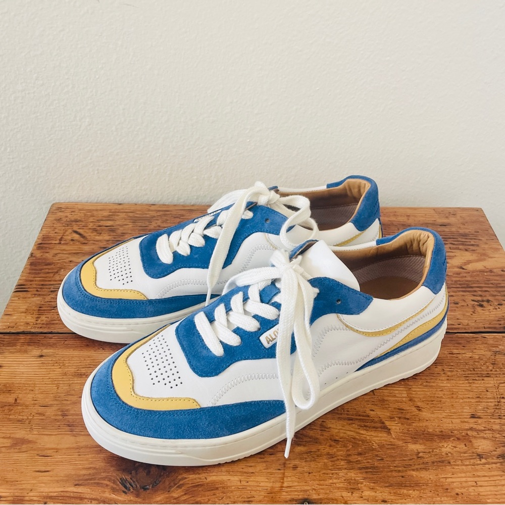 Free People x Alohas Aria Sneakers Blue and White Leather Suede